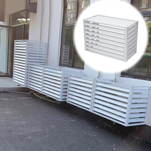 CHENWMZ Outdoor Air Conditioner Cover Privacy Fence All Weather Anti-Theft Heavy Duty Aluminum Air Conditioner Cover Freestanding Room Divider with Slats Barrier Fence for Pool Equipment Brown