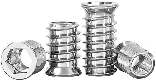 Humyu 30 Pièces Insert Fileté Bois Hexagonal M8 x 25mm - Acier au Carbone Zingué Résistant à la Rouille - Facile à Installer pour Meubles en Bois et Bricolage Bois Tendre