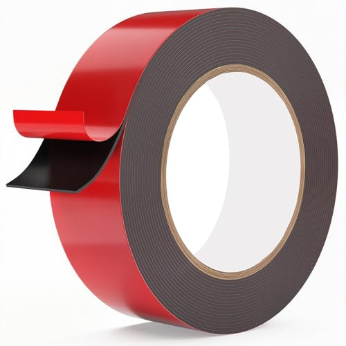 AmzDaKai Heavy Duty Double Sided Tape, Mounting Tape, Strong Adhesive Tape – 1mm Thick, 24mm x 10m, Acrylic Foam for Automotive, Home, Outdoor (PE Foam)