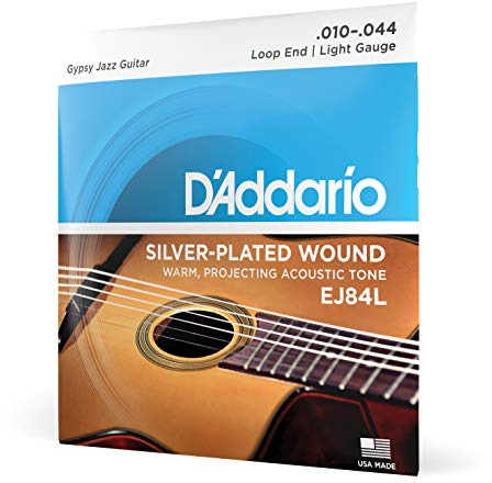 D'Addario Gitarrensaiten Westerngitarre | Gitarrensaiten Akustikgitarre | Acoustic Guitar Strings | EJ84L Gypsy Jazz Saitensatz mit Loop End (Schlaufe) .010 - .044 light