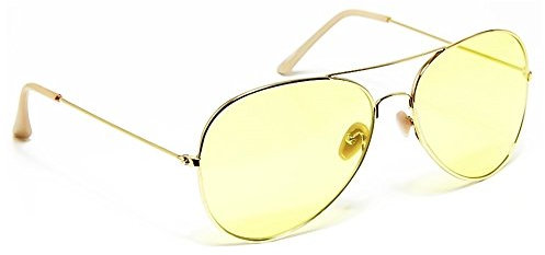 KISS AIR FORCE Sonnenbrille Herren Damen – Metall Pilot Gestell mit Tropfenförmigen Gläsern – UV400 & Polarisierte für Klare Sicht – Gelbe Fahrbrille & Blaulichtfilter – Ikonischer Vielseitiger Stil