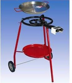 Paelleras EL CID Wintergrillset Profi Gasbrenner-Paella-Grillset rollbar mit 2 Pfannen (46cm und 60cm) incl. Deutschen Anschlußschlauch 1/4 Linksgewinde und Deutschen Druckminderer 50mbar