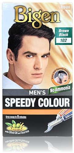 Bigen Men's Speedy Colour | Easy & Speedy Application | No Ammonia | with Applicator Comb - 102 Brown Black (Pack of 1)