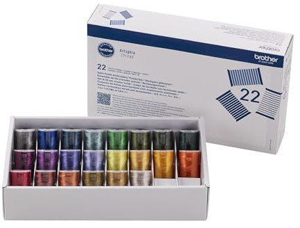 Brother Stickgarnset Hochglänzend 22 Farben (300m)
