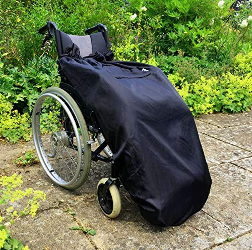 BundleBean Fußsack für Rollstühle für Erwachsene - Fleece-Futter - wasserdicht - Universalgröße Einfach zu befestigen (Schwarz)