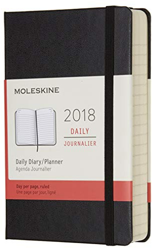 Moleskine Tageskalender, Taschenkalender, 12 Monate, 2018, Pocket, A6, Hard Cover, Schwarz