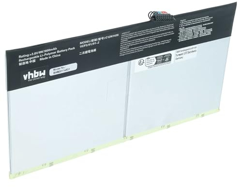 vhbw Li-polymerbatteri 7800 mAh (3,8 V) för surfplatta Convertible som Asus C12-N1435, C12N1435