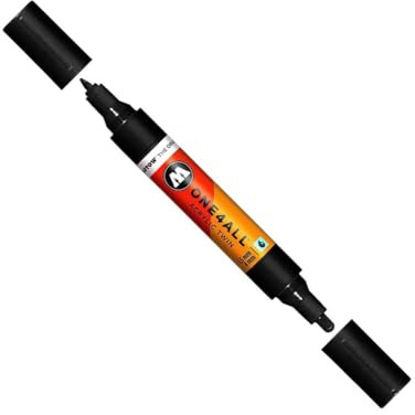 Molotow One4All, doppelseitiger Acryl-Marker, mit 1,5 mm und 4 mm dicker Spitze, Signal Black 180