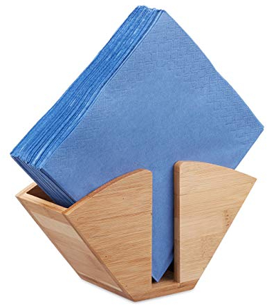 Relaxdays Serviettenhalter Holz, Kaffeefilterhalter Bambus, Serviettenständer eckig, HxBxT: 11 x 20 x 7,5 cm, natur