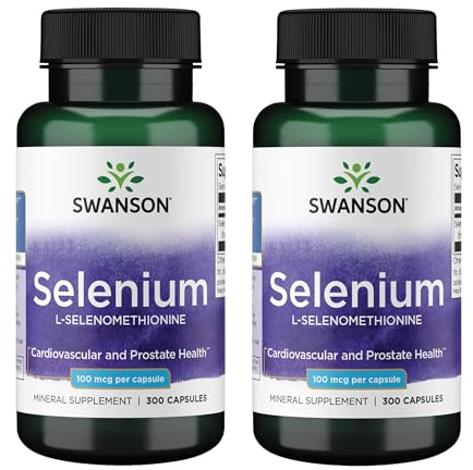Swanson Selenium (L-Selenomethionine) - Herbal Supplement Promoting Heart Health & Prostate Health - May Support Immune System & Thyroid Health - (300 Capsules, 100mcg Each) (2 Pack)