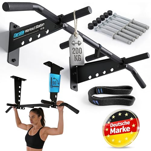 aerobis® Klimmzugstange Wand - Wand- & Deckenmontage bis zu 200kg | Inklusive Montageset & Schlingentrainer - Reckstange indoor, Trainingsstange, Klimmzug