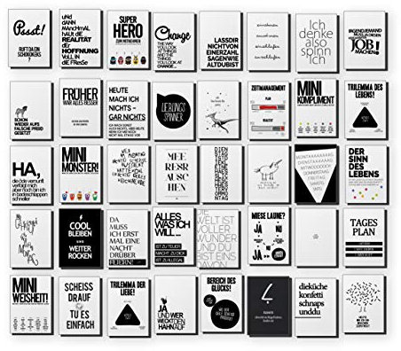 Set mit 40 Postkarten - Lustige und gute Sprüche Lebensthemen wie Freundschaft, Gelassenheit, Krisen, Job, Familie, Liebe, Motivation, Party, Selbsbewusstsein - B-WARE !