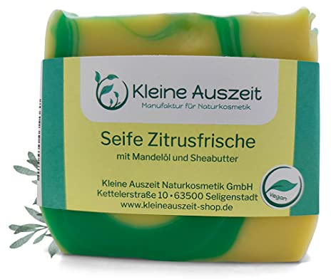 Kleine Auszeit Manufaktur, Naturseife Zitrusfrische, handgemachte Seife, vegan, ohne Palmöl, 90 g