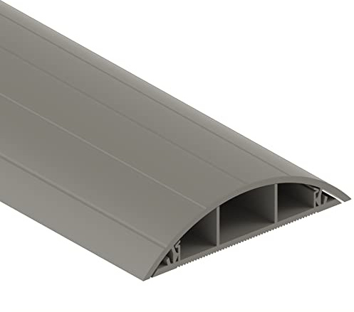 Habengut CC10022 Fußboden-Kabelführung aus PVC Grau, halbrunde Kabelbrücke für bis zu 3 Kabel / Breite 7,5 cm, Länge 1,5 m