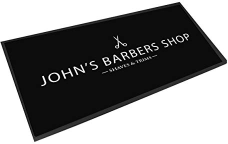 Personalised Barbers shop scissor mat, Black – Scissors - bar mat runner counter mat