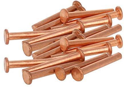 MroMax Pernos de cabeza plana de cobre de 5 mm de largo y 40 mm de diámetro, remaches de latón macizo, 20 unidades
