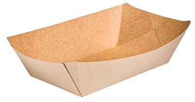Nonsolocarta Service PAPERLYNEN 250 pz Vassoi di cartone per alimenti, barchette finger food rettangolari, vassoio carta kraft riciclabile 1/17x12.5x4 cm