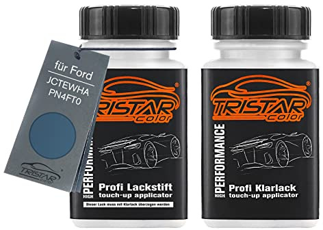 TRISTARcolor Autolack Lackstift für Ford JCTEWHA / PN4FT0 Chroma Blue. +1K | Chroma Blue Metallic, Set aus Basislack + Klarlack, Lackfläschchen mit Pinsel, je 50ml