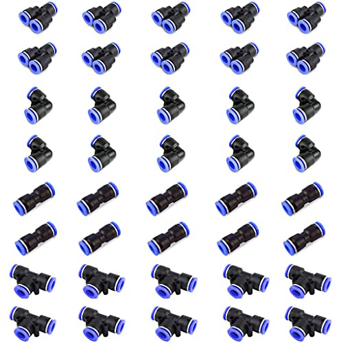 6mm Air Push Schnellbefestigungen 40Pcs Luftschlauch Pneumatischer Connector 4 Form für Die Schnelle Verbindung von Luftleitungen Pneumatik Steckverbinder