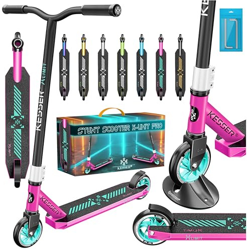 KESSER® Stunt Scooter X-Limit-Pro 360° Lenkung Funscooter Stuntscooter mit Ständer ABEC 9 Kugellagern, 110mm PU Räder, mit Ständer,Kickscooter Tretroller Cityroller Trick Roller für Kinder Erwachsene