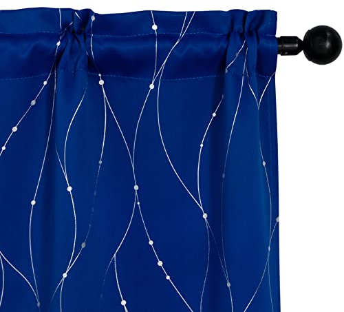 GIRASOLE HOME Coppia Tende Capri Oscuranti Termiche Morbide Motivo Intreccio Argentato 2 Pannelli con Tasca (Blu Elettrico, 70x240cm)