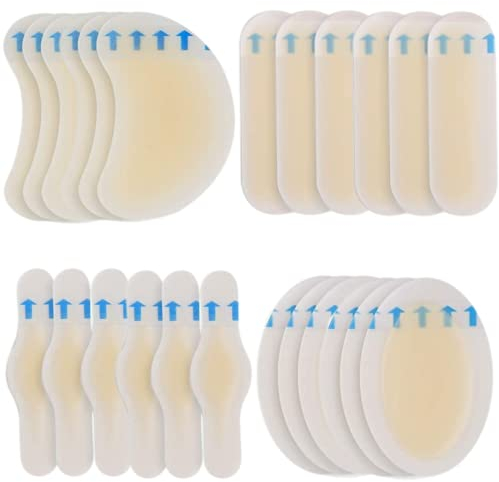 24 Pcs Blister Gel Guard Invisible Blister Plasters Bandages Waterproof Blister Protector Feet Blister Cushion Plaster for Fingers Toes Forefoot Heel Protector and Guard Skin (4 * 6P)