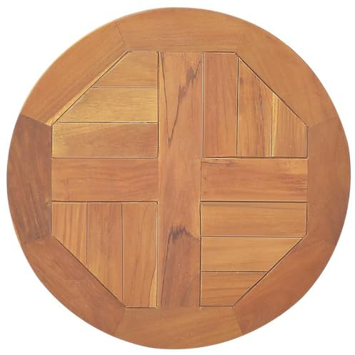 vidaXL Teak Massiv Tischplatte Massivholzplatte Holzplatte Ersatztischplatte Holz Platte für Esstisch Esszimmertisch Rund 2,5cm 40cm