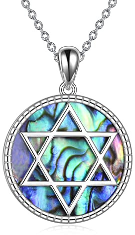VONALA Collar con colgante de estrella de David de plata de ley 925, collar de hexagrama de joyería judía de Israel para hombres y mujeres