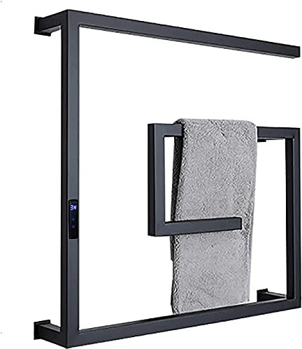 Scaldasalviette elettrico a basso consumo energetico Scaldasalviette elettrico in acciaio inox 304 da parete per bagno Scaldasalviette riscaldato nero con funzione timer/controllo della temperatura