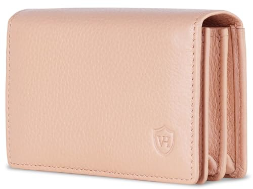 VON HEESEN® Visitenkartenetui Leder mit RFID-Schutz - Platz für 50 Visitenkarten - 6 Fächer - Visitenkarten Etuis - Geschenk für Damen & Herren (Rose)