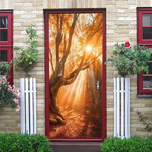 Türtapete Selbstklebend Waldbäume Landschaft 90 X 200 Cm Diy Türposter 3D Pvc Wasserdicht Türaufkleber -Türfolie Türsticker Wandbild Innentür Fototapete Abnehmbar Tür Kunst Dekoration - Fotos Von Kin