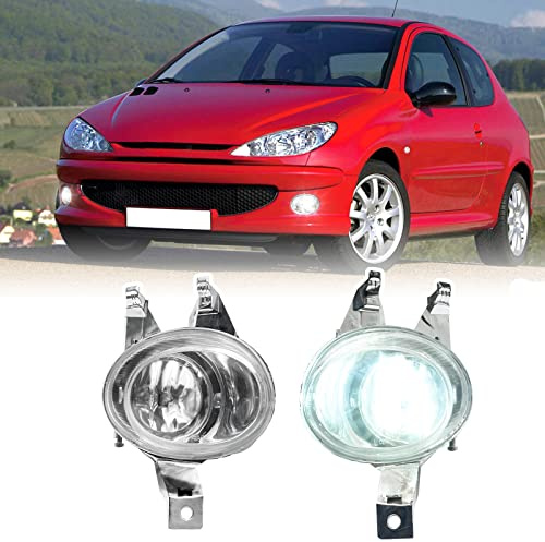 njssjd Nebelscheinwerfer-Baugruppen mit H1-LED-Leuchtmitteln, kompatibel mit Peugeo't 206 Schrägheck, Peugeo't 206 S16 GTI, 206 CC SW 6000 K hellweiße Nebelscheinwerfer