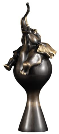 KERAXL Escultura de elefante de pie hecha a mano de latón, figura de elefante de animales, estatua de elefante para el hogar, sala de estar, oficina, colección decorativa de manualidades de cobre