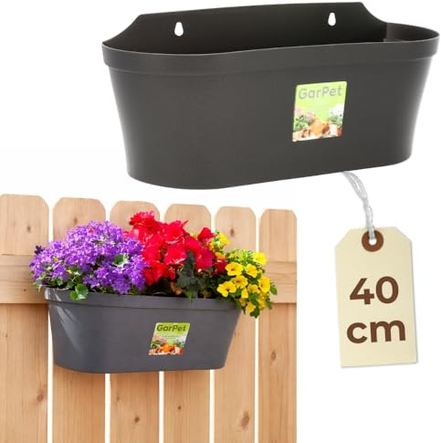 GarPet Blumentopf Wand Pflanzenhalter Wandblumentopf Blumenkasten Outdoor Blumenhalter Wand Pflanzen Wandhalterung Blumentopf Wandmontage Wandblumenkasten Wandtopf Anthrazit