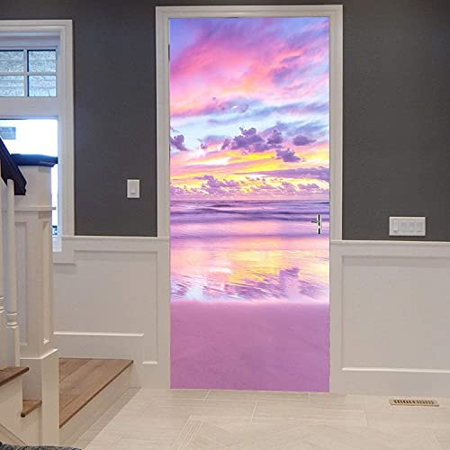 Türtapete Selbstklebend Türfolie Türposter 3D Strand Sonnenaufgang Himmel Natur Landschaft Vinyl Folie Türdeko Tapete Wandbild Türaufkleber Türtattoo - 90 X 200 Cm Kinderzimmer Wohnzimmer Schlafzimme