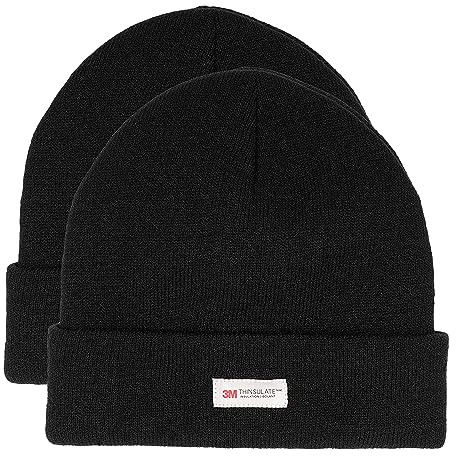 Heatwave Pack of 2 Mens Knitted 3M Thinsulate Insulated Thermal Ski Beanie Hats Warm Classical Design Modern and Super Soft Outdoor Winter Hat with Turn Up Cuff