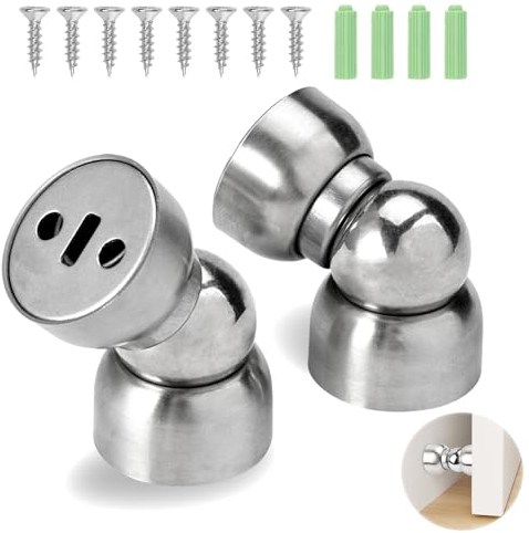 2 stycken magnetiska dörrstoppar, magnetdörrstopp i rostfritt stål, mini magnetisk dörrstopp för golv eller vägg dörrhållare, silver dörrstopp, dörrstopp, magnet för sovrum badrum kontor