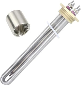 Heating Element DN32 Copper Flange Water Heater Camper 300w 600w DC Solar Water Heater With Thermostat Tube 12v Heating Element (Color : Heater Female Thread, Size : 12v 600w BSP)