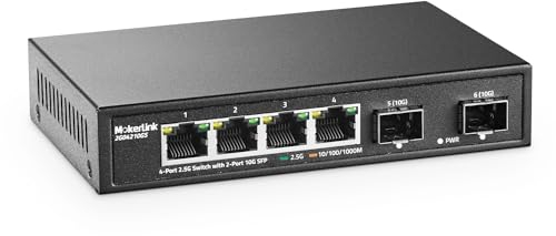 MokerLink Switch Ethernet 4 porte 2,5G con 2x10G SFP, 4 porte 2,5G Base-T compatibili con 10/100/1000Mbps, switch di rete fanless non gestito in metallo