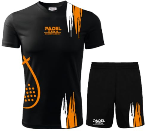 ZENA Conjunto Personalizado de Pádel para Hombre | Camiseta y Pantalón Corto en Tejido Dry Fit | Elástico y Transpirable | Fabricado en Italia | Amplia Selección de Tallas y Colores | RAINBOW01, Negro