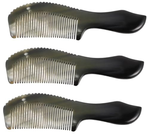 FRCOLOR 3stücke Praktischer Tragbarer Massagekamm Aus Horn Eleganter Handgefertigter Haarkamm Für Sanfte Kopfhautpflege Und Haarstyling Für Unterwegs Schwarz