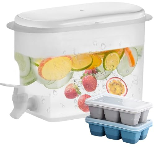 Meyagot dispensador de bebidas de plástico, dispensador de agua de 3,5 l dispensador de bebidas con grifo hervidor frío fuente de bebida dispensador de jugo helado para refrigerador de jugo de frutas