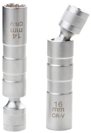 LoNinLoAn 2 Stück Zündkerzenschlüssel Flexibel Set, Universal Magnetisch, Zündkerzen Schlüssel Steckdose 14mm und 16mm Entferner Installer Werkzeug für Die Autoreparatur