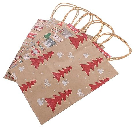 minkissy 20stücke Kraftpapier Geschenktüten mit Griff Weihnachtsgeschenktüten aus Papiertüten Papiertüten für Süßigkeiten Aufbewahrungstaschen für Weihnachten