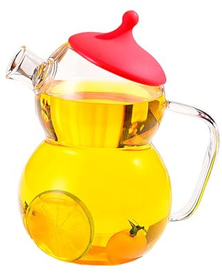 Belupai Jarra de vidrio en forma de calabaza, tetera resistente al calor con asa y tapa, caldera de agua caliente jarra de té helada para refrigerador Jarra de agua de vidrio para oficina en casa
