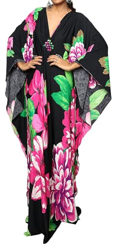 Bsubseach Kafttan klänningar för kvinnor solid satin semester caftan loungewear cover ups för badmode, F rosa, En Storlek