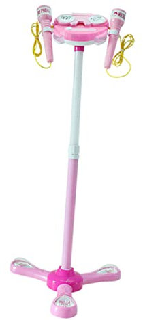 WOONEKY Funny Boy Girl Double Microphone Toy Music Singing Microphone for Boys and Girls Educational Toy Lights Music Applause and Drums