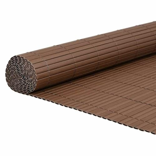 vidaxl Garden Fence Double-Sided Brown PVC Panel - uv/Weather, Adjustable 1.8x3 m