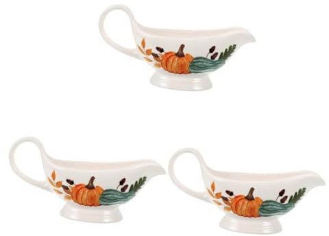 Cabilock 3 Piezas cuencos de condimentos de restaurante Porcelana jarra de jugo jarra de crema de leche salsera antigua sartenes paellera bote para servir salsa contenedor de salsa cerámica