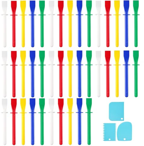 43 Piece Set Glue Spreader for PVA glue, 11.5cm Bright Coloured Plastic Spatula Sticks Art And craft for Crafts Easy Clean for Leather Glue DIY Art Woodworking And Craft Projects